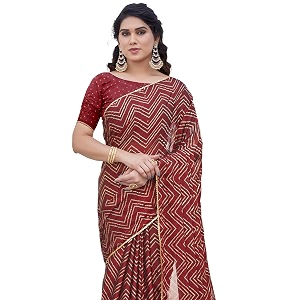 mirchi fashion women saree chiffon laheriya printed  traditional festive and wedding sari with unstitched blouse piece