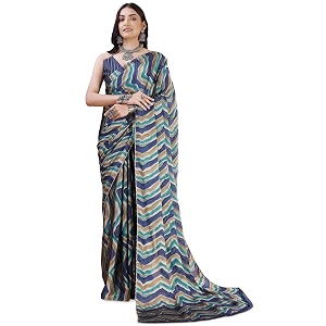 mirchi fashion women saree chiffon laheriya printed  traditional festive and wedding sari with unstitched blouse piece