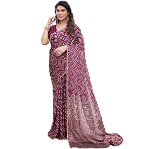 mirchi fashion women saree chiffon laheriya printed  traditional festive and wedding sari with unstitched blouse piece