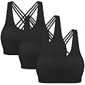 MIRITY Strappy Sports Bra for Women - Padded Seamless Support for Yoga Gym Workout Fitness Pack of 3