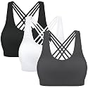 MIRITY Strappy Sports Bra for Women - Padded Seamless Support for Yoga Gym Workout Fitness Pack of 3