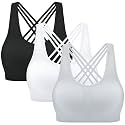 MIRITY Strappy Sports Bra for Women - Padded Seamless Support for Yoga Gym Workout Fitness Pack of 3