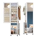 Mirror Jewelry Cabinet,Full-Length Mirror,Multifunctional Storage Shelves, Organizer for Jewelry and Accessories (B)