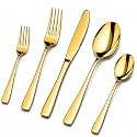 Mirror Polished Gold 15 Pcs Steel Cutlery Set for Dining Table