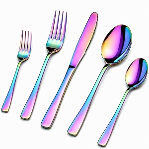 mirror polished rainbow 15 pcs cutlery set for dining table