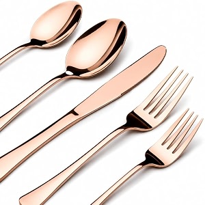mirror polished rose gold 10 pcs cutlery set for dining table