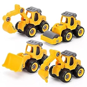 plastic realistic excavator unbreakable construction vehicles pretend play toy trucks bulldozer play set building vehicles set for kids pack of 4_multi