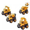 Plastic Realistic Excavator Unbreakable Vehicles Mixer Crane Excavator Dumper Toy for Kids (Multi)