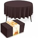 misaya 12 Packs Disposable Plastic Table Cloth, 84" Round Waterproof Tablecloth, Leakproof &amp; Sturdy Decorative Table Covers for Picnic, Party and Outdoor, Coffee