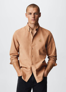 MISCHIEF Monkey Men Solid Casual Beige Shirt