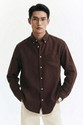 MISCHIEF Monkey Men Striped Casual Brown Shirt