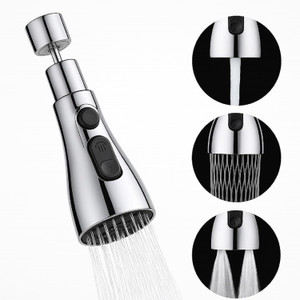 misrek kitchen faucet extender chrome plated 3-mode spray head flexible extension faucet nozzle screw on