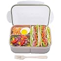 MISS BIG® Bento Lunch Box for Adults &amp; Kids, 1900ml, 3 Compartments, White
