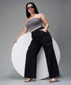 Miss Chase Flared Women Black Jeans