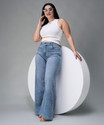 Miss Chase Flared Women Light Blue Jeans