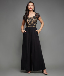 Miss Chase Solid Embroidered Women Jumpsuit