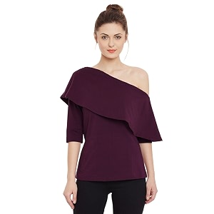 Miss Chase Womens Black One Shoulder Half