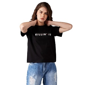Miss Chase Womens Black 100 Cotton T-Shirt