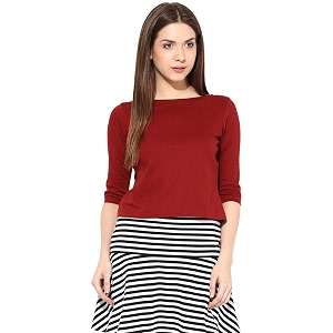Miss Chase Womens Black Boat Neck Half