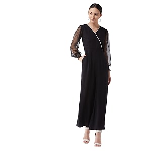 Miss Chase Womens Black Solid Relaxed Fit