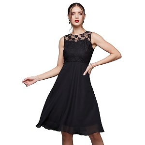 Miss Chase Womens Black Round Neck Sleeveless
