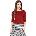 Miss Chase Women39s Black Boat Neck Half
