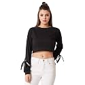 Miss Chase Women39s Black Cotton Oversized Crop