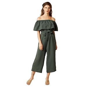 Miss Chase Womens Blue Off-Shoulder Ruffled Midi