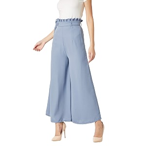 Miss Chase Womens Blue Wide-Leg Trouser Pants
