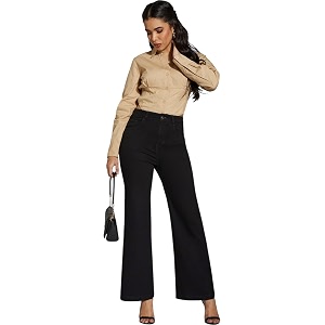 miss chase women39s bootcut high rise regular stretchable denim jeans