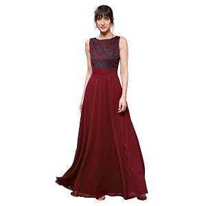 miss chase women39s brick red amp dusty green boat neck sleeveless self design lace overlaid regular dress