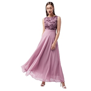 miss chase women39s brick red amp dusty green boat neck sleeveless self design lace overlaid regular dress