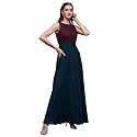 Miss Chase Women's Brick Red &amp; Dusty Green Boat Neck Sleeveless Self Design Lace Overlaid Regular Dress