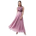 Miss Chase Women's Brick Red &amp; Dusty Green Boat Neck Sleeveless Self Design Lace Overlaid Regular Dress