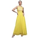 Miss Chase Women's Brick Red &amp; Dusty Green Boat Neck Sleeveless Self Design Lace Overlaid Regular Dress