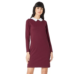 Miss Chase Womens Cotton Collared Shift Dress