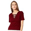 Miss Chase Women39s Cotton Slim Fit V