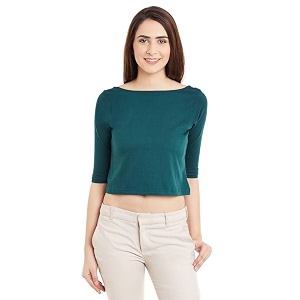 Miss Chase Womens Green Half Sleeves Boat