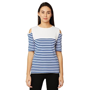 Miss Chase Womens Navy Blue and White