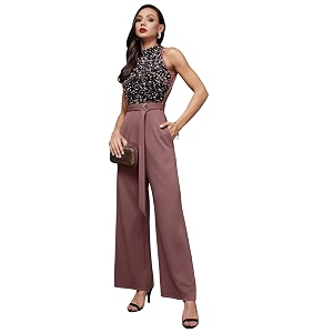 miss chase women39s keyhole neck regular sleeve regular length jumpsuit with pockets