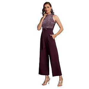 miss chase women39s keyhole neck regular sleeve regular length jumpsuit with pockets