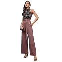 Miss Chase Women's Keyhole Neck Regular Sleeve Regular Length Jumpsuit with Pockets