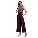 Miss Chase Women's Keyhole Neck Regular Sleeve Regular Length Jumpsuit with Pockets