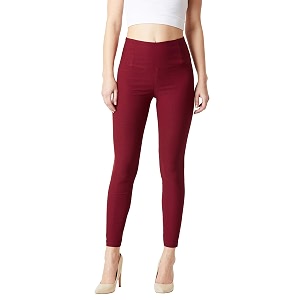 Miss Chase Womens Maroon Solid Skinny High