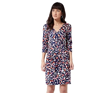 Miss Chase Womens Multicolored-Base-Navy Blue V-Neck 3
