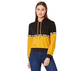 Miss Chase Womens Multicolour Hooded Colour-Block Sweatshirt