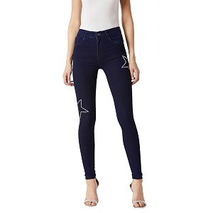 Miss Chase Womens Navy Blue Skinny Embellished
