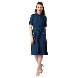 Miss Chase Womens Olive Green Midi Shirt