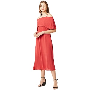 Miss Chase Womens Pink Off Shoulder Midi