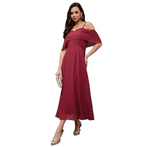 Miss Chase Womens Pink Off Shoulder Midi